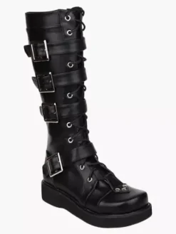 Gothic Black Lolita Boots Sraps Buckles Shoelace