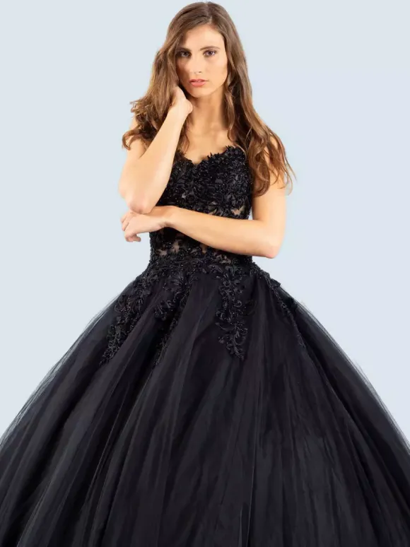 Gothic Black Wedding Dresses A-Line Sleeveless Lace With Train Bridal Dress Free Customization