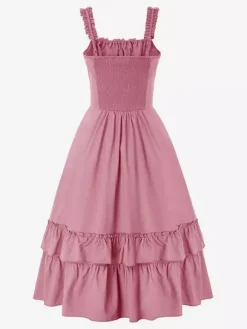 Gothic Corset Dresses Women Victorian Renaissance Dress Ruffled Medieval Gown Sleeveless Suspender Dresses Waist Dress