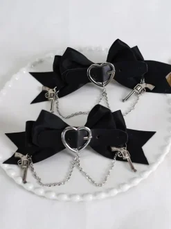 Gothic Lolita Accessories Black Chains Bows Headwear Polyester Miscellaneous