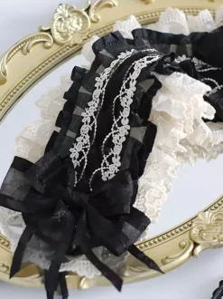 Gothic Lolita Accessories Black Bows Lace Headwear Polyester Miscellaneous