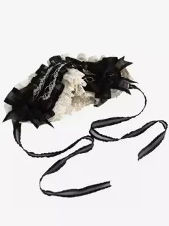 Gothic Lolita Accessories Black Bows Lace Headwear Polyester Miscellaneous
