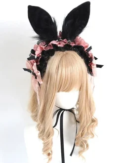 Gothic Lolita Accessories Black Ruffles Lace Bows Polyester Headwear Miscellaneous