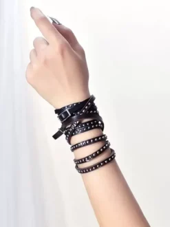 Gothic Lolita Accessories Black Rivets PU Leather Accessory Miscellaneous