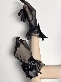 Gothic Lolita Accessories Black Bows Lace Oversleeves Miscellaneous
