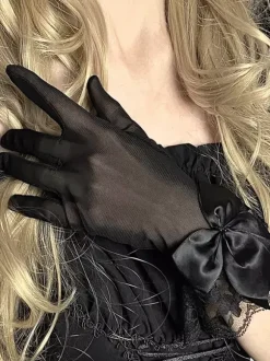 Gothic Lolita Accessories Black Bows Lace Oversleeves Miscellaneous