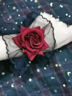 Gothic Lolita Accessories Black Flowers Ruffles Oversleeves Miscellaneous