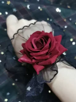 Gothic Lolita Accessories Black Flowers Ruffles Oversleeves Miscellaneous