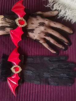 Gothic Lolita Accessories Black Lace Rhinestones Ruffles Oversleeves Miscellaneous