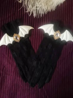 Gothic Lolita Accessories Black Lace Rhinestones Ruffles Oversleeves Miscellaneous