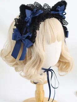 Gothic Lolita Accessories Burgundy Bows Lace Ruffles Polyester Accessory Miscellaneous