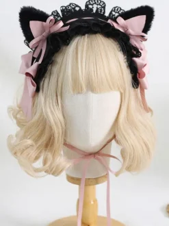 Gothic Lolita Accessories Burgundy Bows Lace Ruffles Polyester Accessory Miscellaneous
