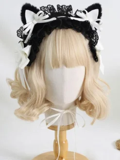 Gothic Lolita Accessories Burgundy Bows Lace Ruffles Polyester Accessory Miscellaneous