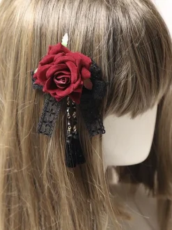 Gothic Lolita Accessories Burgundy Fringe Lace Headwear Polyester Miscellaneous