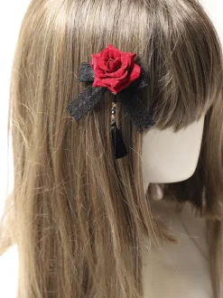 Gothic Lolita Accessories Burgundy Fringe Lace Headwear Polyester Miscellaneous