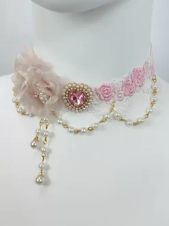 Gothic Lolita Accessories Light Pink Chains Pearls Choker Miscellaneous