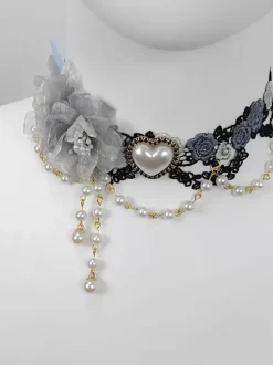 Gothic Lolita Accessories Light Pink Chains Pearls Choker Miscellaneous