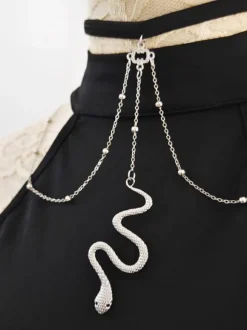 Gothic Lolita Accessories Silver Chains Snake Print Choker Metal Miscellaneous