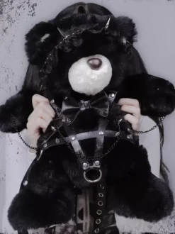 Gothic Lolita Bag Black Polyester Rivets Chains Polyester Fiber Backpack Lolita Accessories