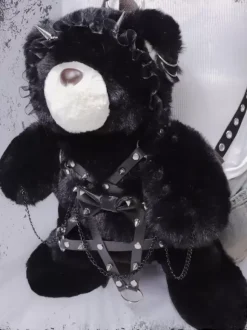 Gothic Lolita Bag Black Polyester Rivets Chains Polyester Fiber Backpack Lolita Accessories