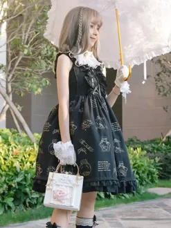 Gothic Lolita Bag Pink Chains Pearls Applique Handbag PU Leather Lolita Accessories