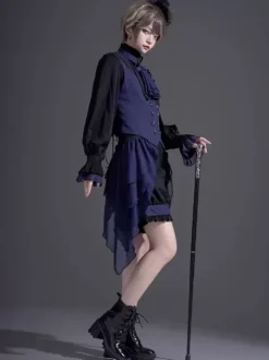 Gothic Lolita Bloomers Black Ruffles Straight Lolita Shorts