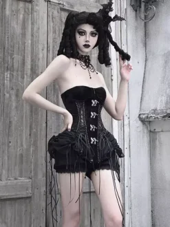 Gothic Lolita Bloomers Ruffles Black Lolita Shorts
