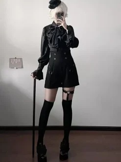 Gothic Lolita Bloomers Straight Black Lolita Shorts