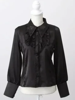 Gothic Lolita Blouse Ruffles Long Sleeves Tops Subculture Petite Cute Uniform