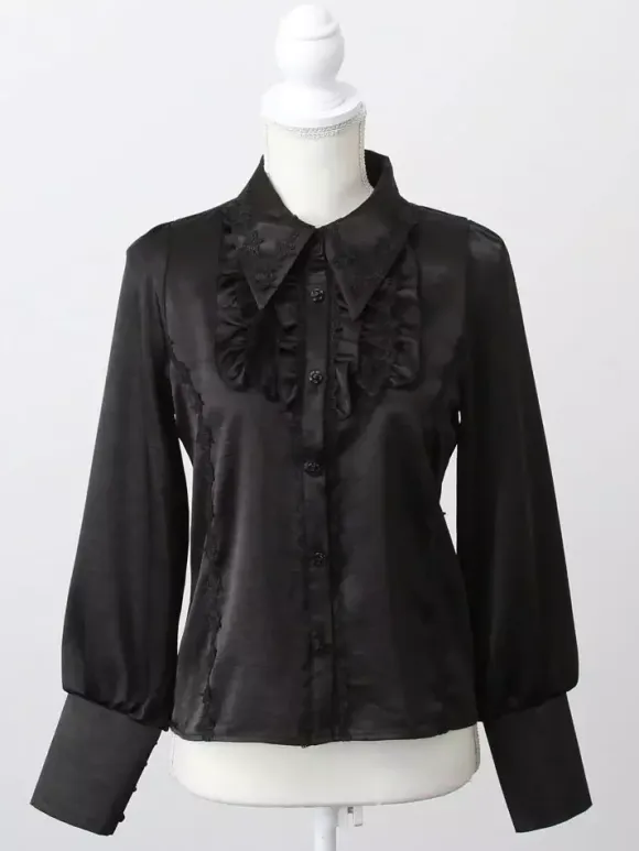 Gothic Lolita Blouse Ruffles Long Sleeves Tops Subculture Petite Cute Uniform