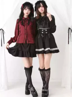 Gothic Lolita Blouse Ruffles Long Sleeves Tops Subculture Petite Cute Uniform