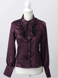 Gothic Lolita Blouse Ruffles Long Sleeves Tops Subculture Petite Cute Uniform