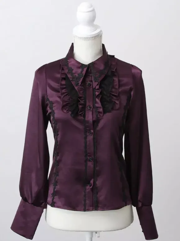 Gothic Lolita Blouse Ruffles Long Sleeves Tops Subculture Petite Cute Uniform