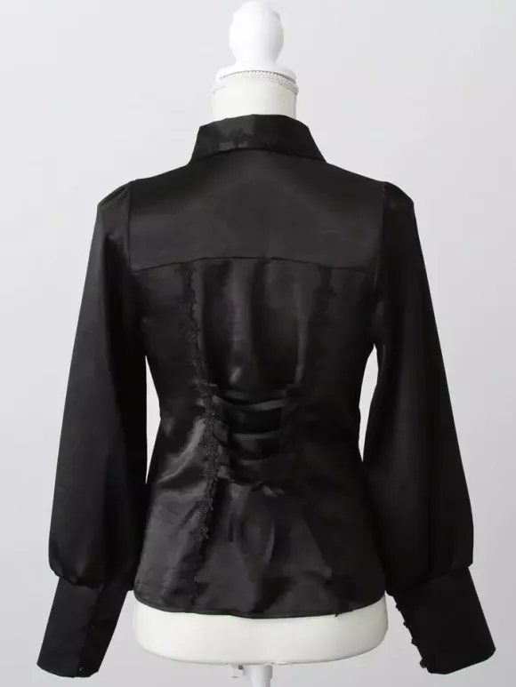 Gothic Lolita Blouse Ruffles Long Sleeves Tops Subculture Petite Cute Uniform