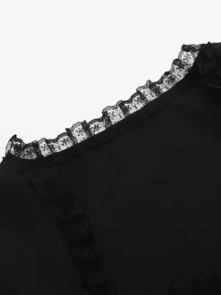 Gothic Lolita Blouses Black Lolita Top Short Sleeves Lace Ruffles Lolita Shirt