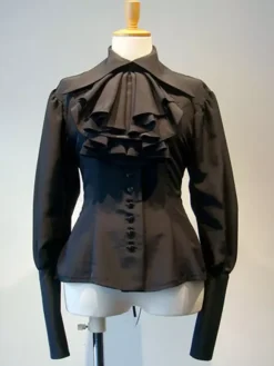 Gothic Lolita Blouses Black Long Sleeves Ruffles Lolita Top Lolita Shirt