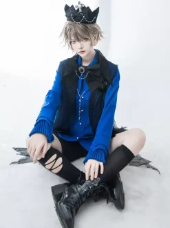 Gothic Lolita Blouses Blue Long Sleeves Lolita Top Lolita Shirt