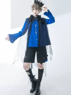 Gothic Lolita Blouses Blue Long Sleeves Lolita Top Lolita Shirt
