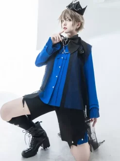 Gothic Lolita Blouses Blue Long Sleeves Lolita Top Lolita Shirt