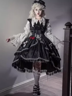 Gothic Lolita Blouses Lace Up Ruffles Short Sleeves Blouse Lolita Top White Lolita Shirt