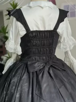 Gothic Lolita Blouses Lace Up Ruffles Short Sleeves Blouse Lolita Top White Lolita Shirt