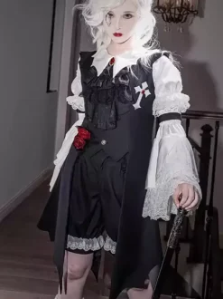 Gothic Lolita Blouses Lace Up Ruffles Short Sleeves Blouse Lolita Top White Lolita Shirt