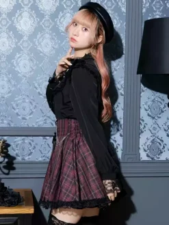 Gothic Lolita Blouses Lolita Top Purple Long Sleeves Lace Ruffles Color Block Lolita Shirt