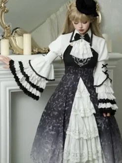 Gothic Lolita Blouses Lolita Top White Long Sleeves Ruffles Lace Lolita Shirt
