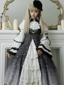 Gothic Lolita Blouses Lolita Top White Long Sleeves Ruffles Lace Lolita Shirt