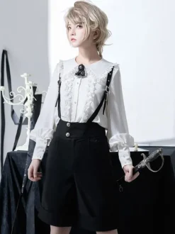 Gothic Lolita Blouses Ruffles Lace Long Sleeves Blouse Lolita Top White Lolita Shirt