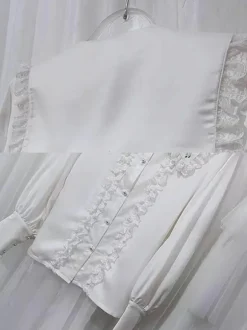 Gothic Lolita Blouses Ruffles Lace Long Sleeves Blouse Lolita Top White Lolita Shirt