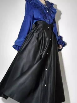 Gothic Lolita Blouses Ruffles Long Sleeves Blouse Lolita Top Black Lolita Shirt