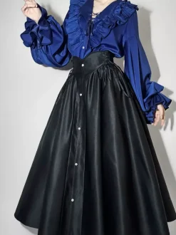 Gothic Lolita Blouses Ruffles Long Sleeves Blouse Lolita Top Black Lolita Shirt