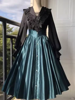 Gothic Lolita Blouses Ruffles Long Sleeves Blouse Lolita Top Black Lolita Shirt